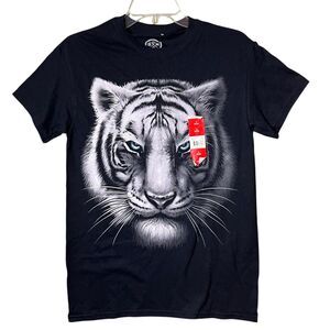 DXM Shirt Women's Small Black White Tiger Graphic Tee T-Shirt It's About The Art
